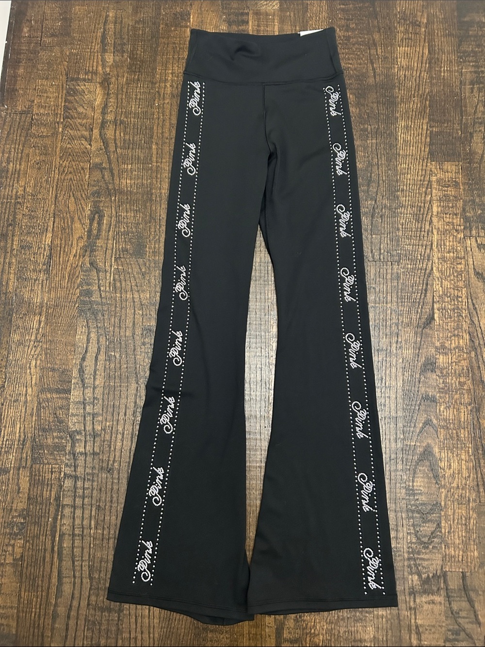 PINK Victoria's Secret Black women’s Flared leggings with Side Logo Trim